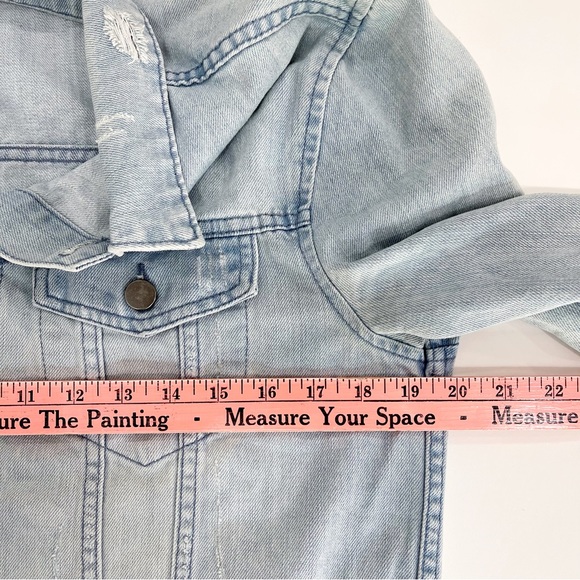 Jackson Denim Jacket Size S Distressed Trucker Ripped Bleach Light Blue Y2K - Picture 7 of 9
